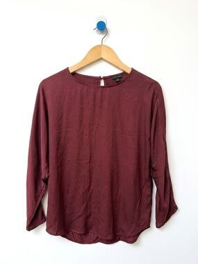 Ann Tailor Madewell Women's Long Sleeve Round Neck Blouse - Burgundy (S)
